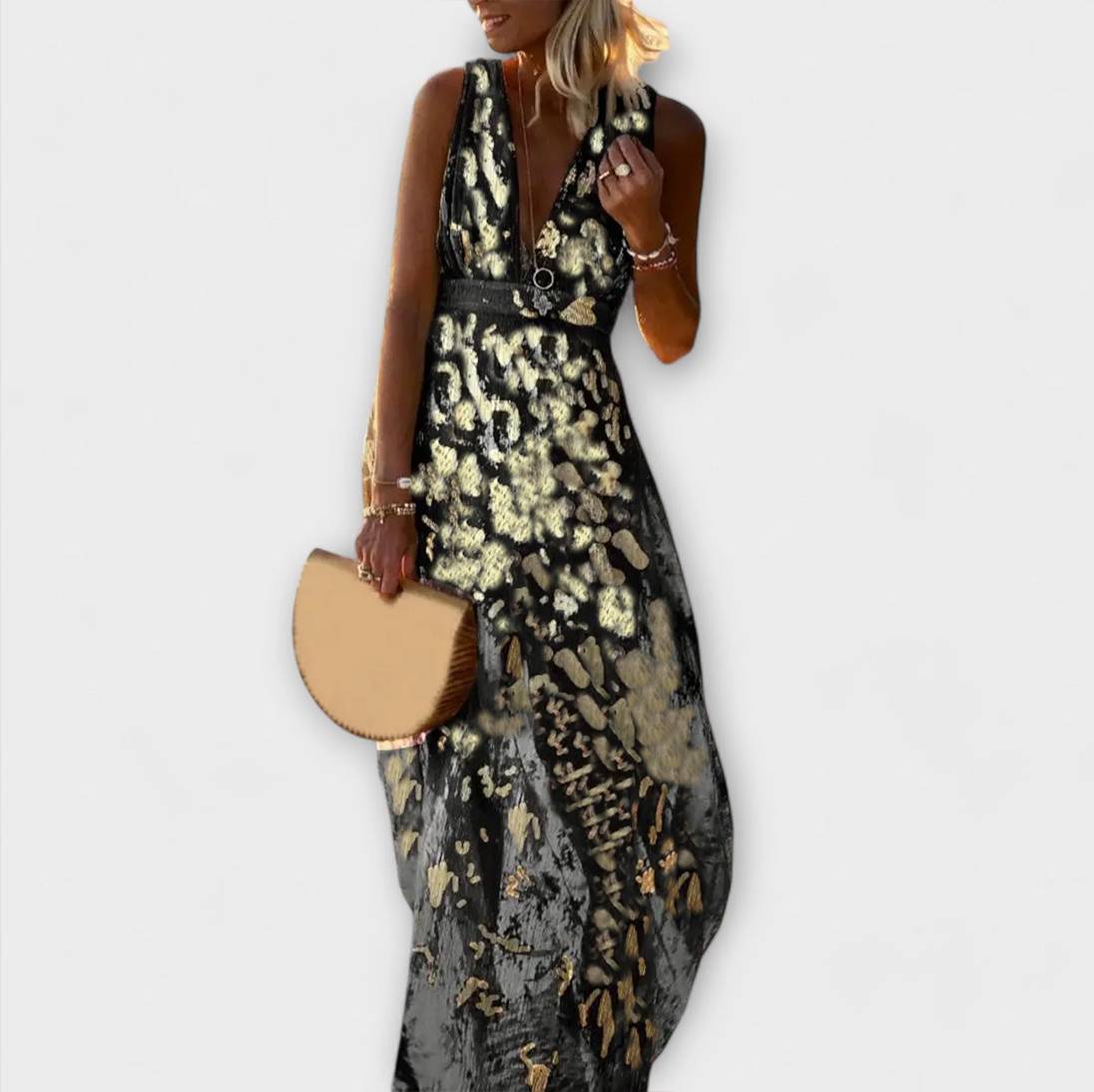 Almera – Lightweight Maxi Dress with Golden Highlights