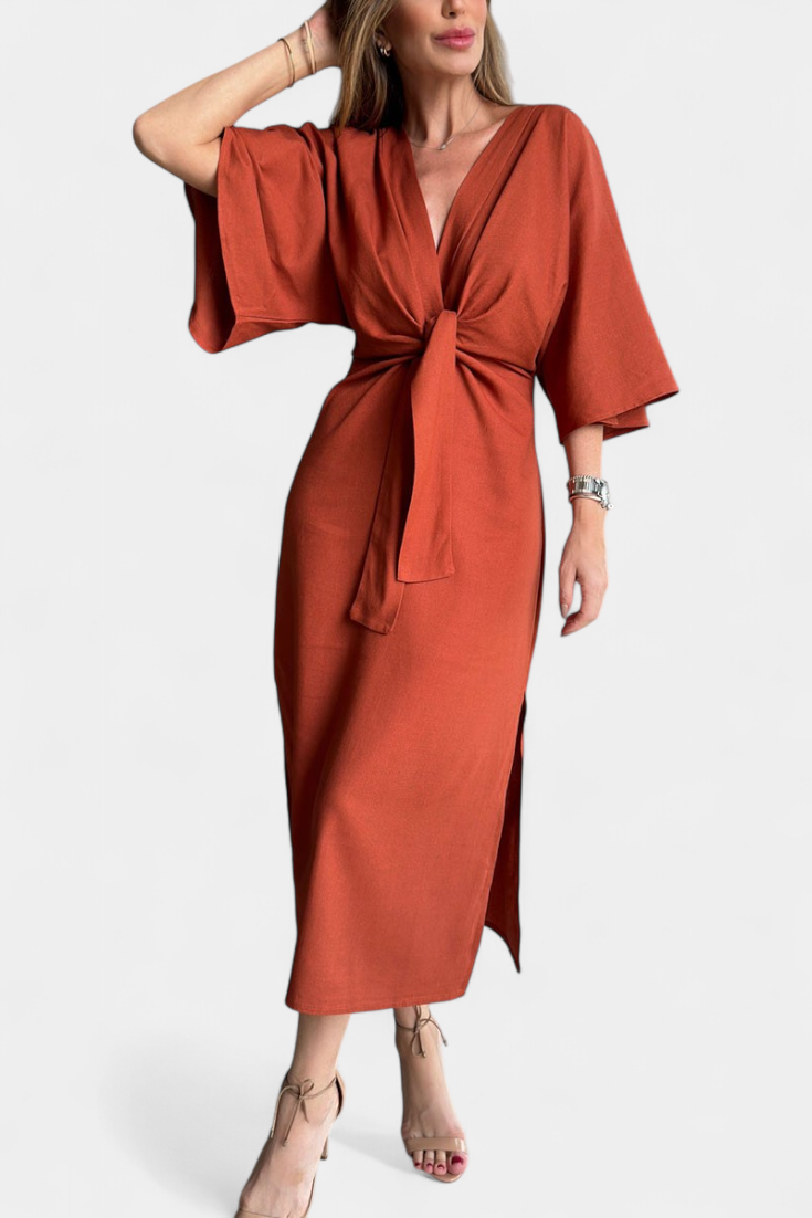 Leontine – Dress with Tie and Kimono Sleeves